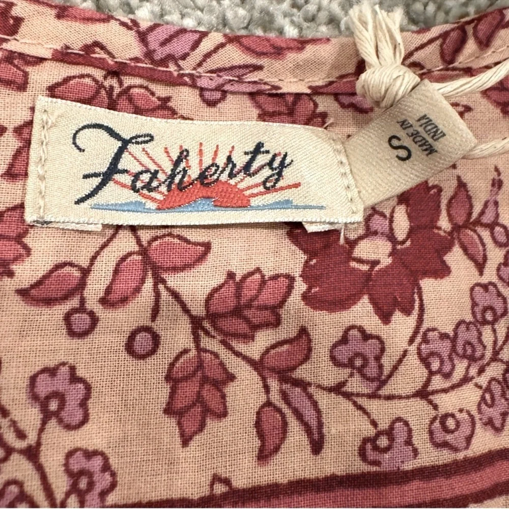 Faherty Adella Pink Floral Organic Cotton Jumpsuit Size Small NWT - Picture 5 of 11